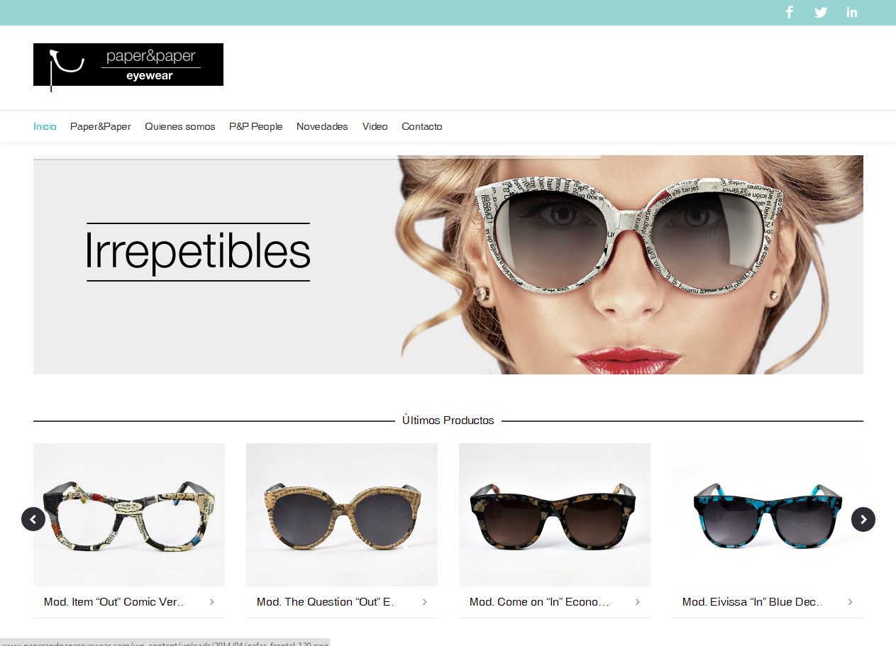 Imagen del proyecto: Comercio online para Paper&Paper Eyewear