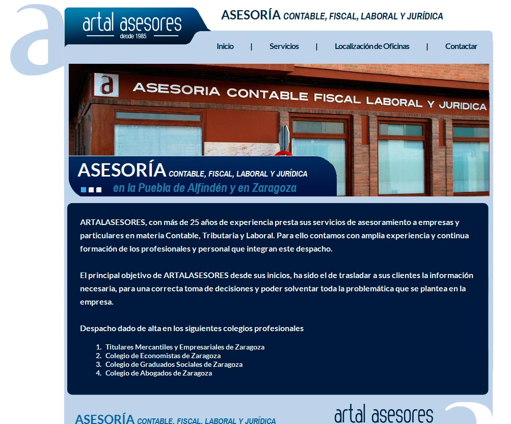 Imagen del proyecto: Página Web para Artal Asesores Imagen del proyecto: Página Web para Artal Asesores