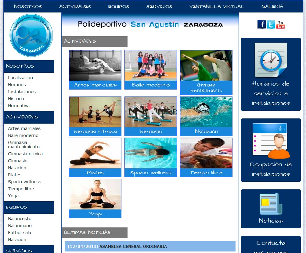 Imagen del proyecto: Página Web del Polideportivo San Agustín Imagen del proyecto: Página Web del Polideportivo San Agustín
