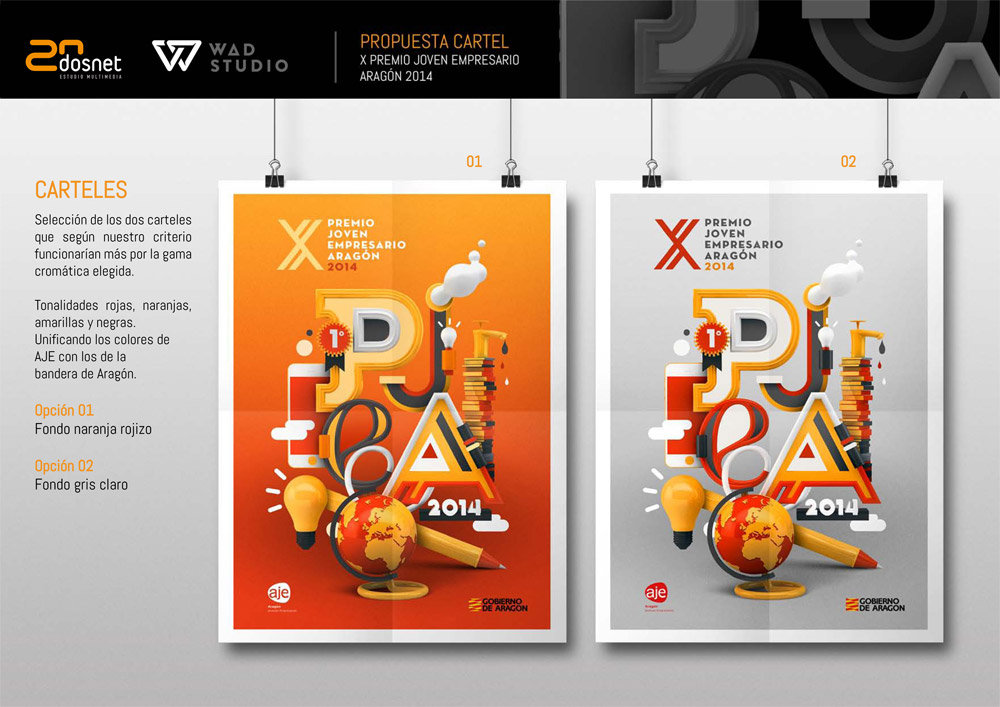 Imagen del proyecto: Ganadores junton con WAD Studio del concurso propuesto por AJE para la imagen de X PREMIO JOVEN EMPRESARIO DE ARAGÓN Imagen del proyecto: Ganadores junton con WAD Studio del concurso propuesto por AJE para la imagen de X PREMIO JOVEN EMPRESARIO DE ARAGÓN
